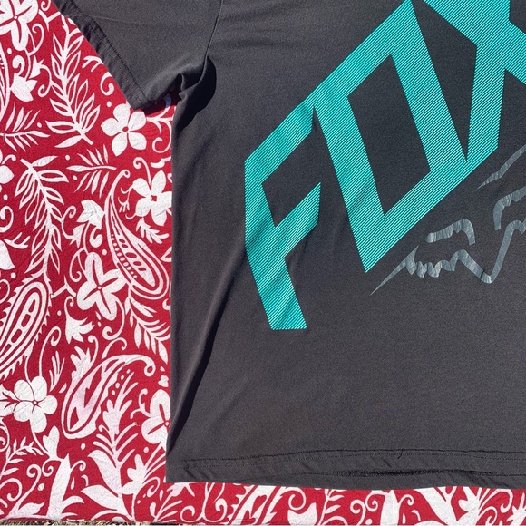 🏁🦊 Fox Racing Tech TruDri Black & Teal Short Sleeve Graphic Logo T-Shirt 🦊🏁 - Picture 3 of 15